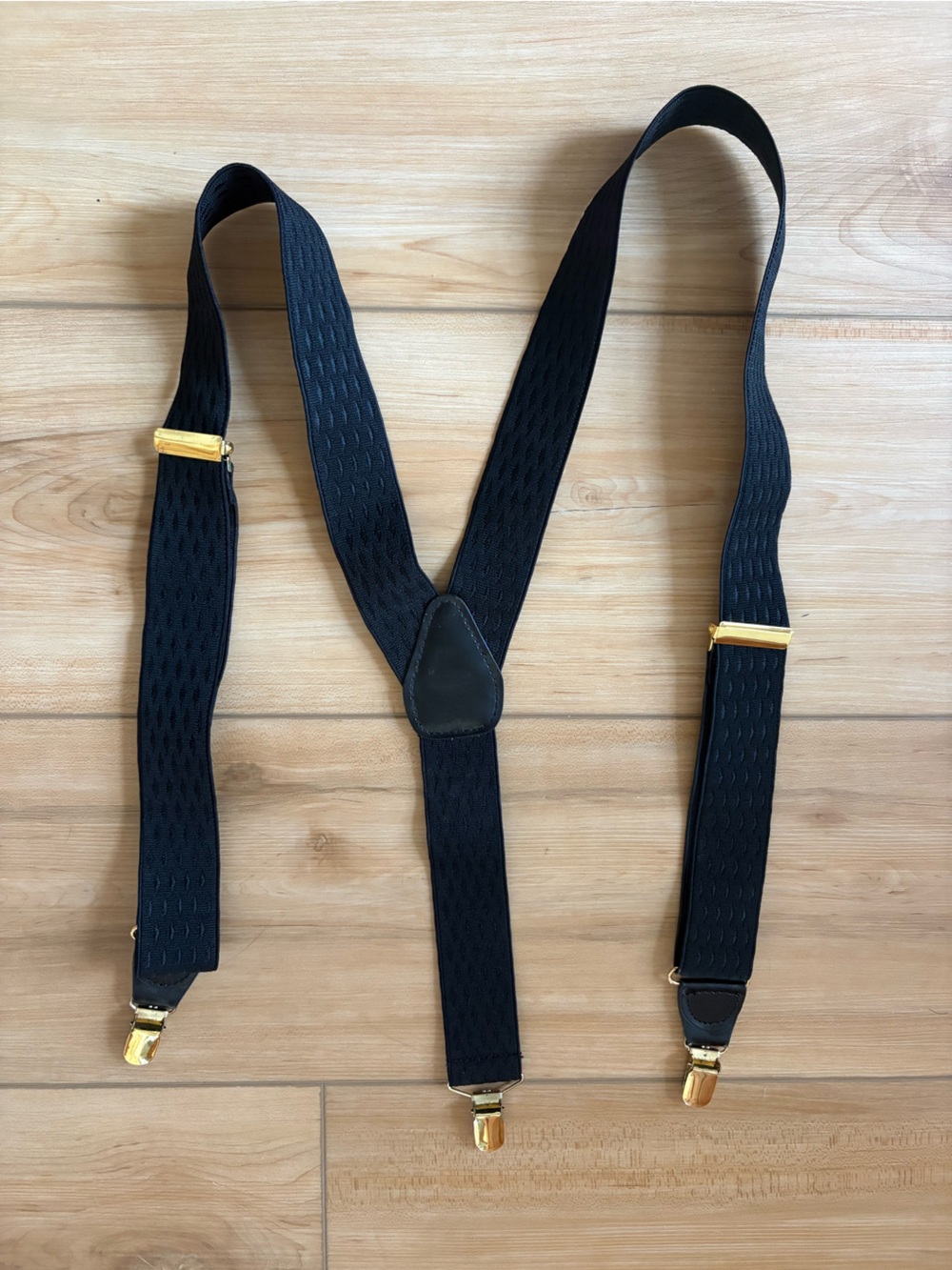 Gillmons Men's Black Suspenders with Gold Hardware